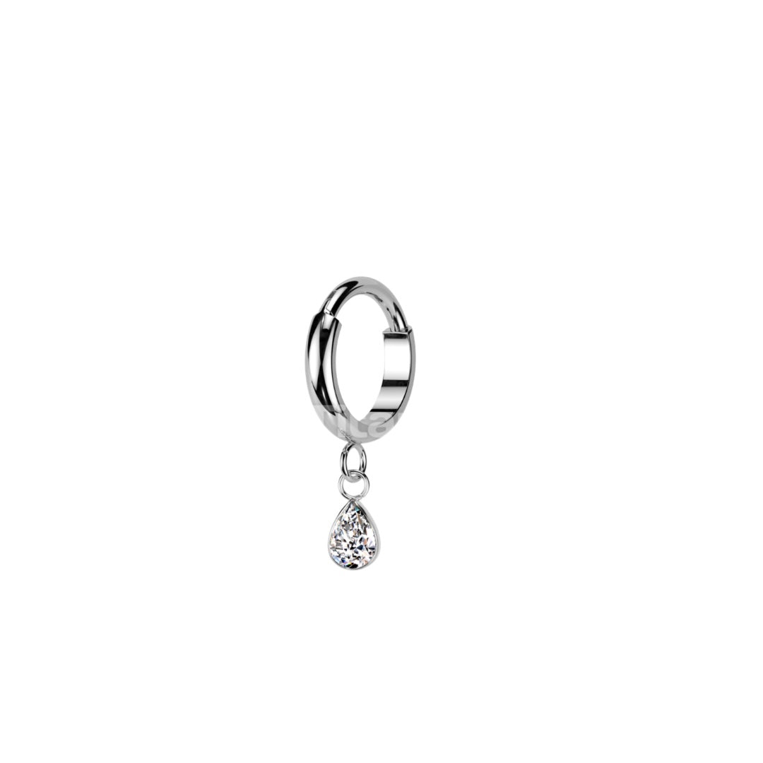TITANIUM TEARDROP CHARM AND HOOP CLICKER