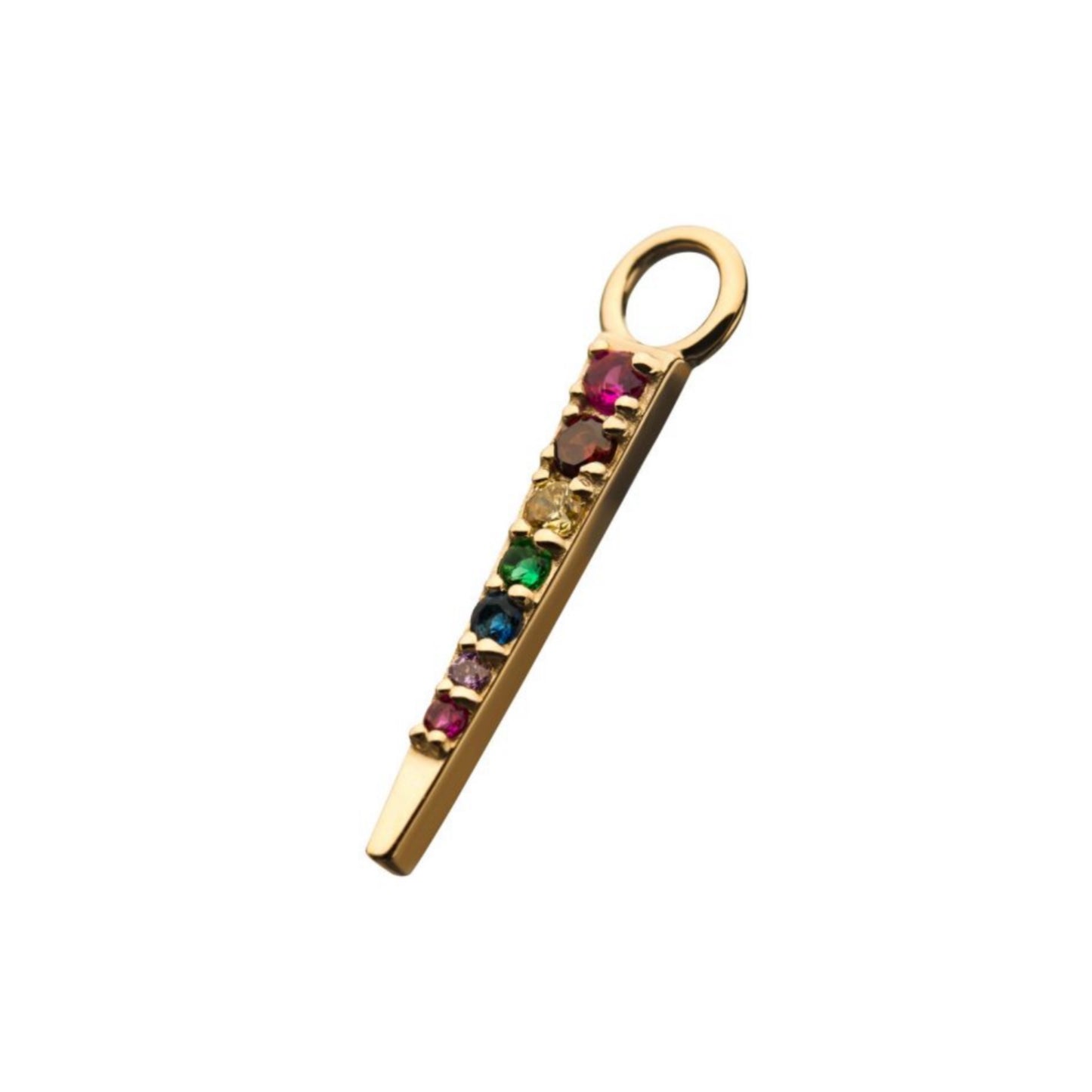 14KT TRIANGLE RAINBOW PRONG CHARM