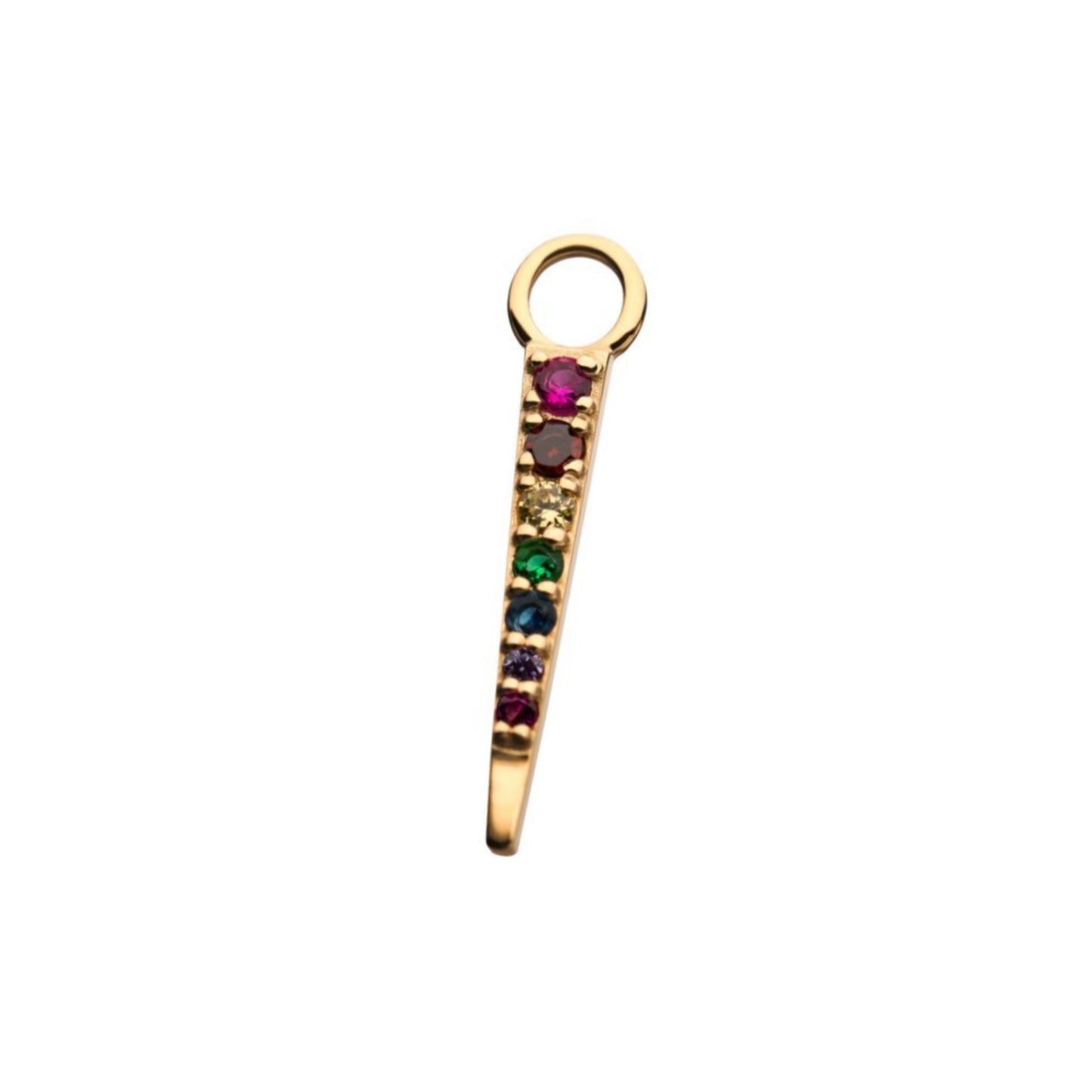 14KT TRIANGLE RAINBOW PRONG CHARM